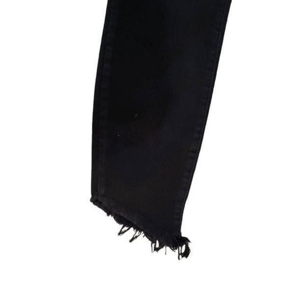 Fashion Nova Black High Waisted Frayed Hem Cropped Denim Jeans Size 11 - Picture 3 of 6